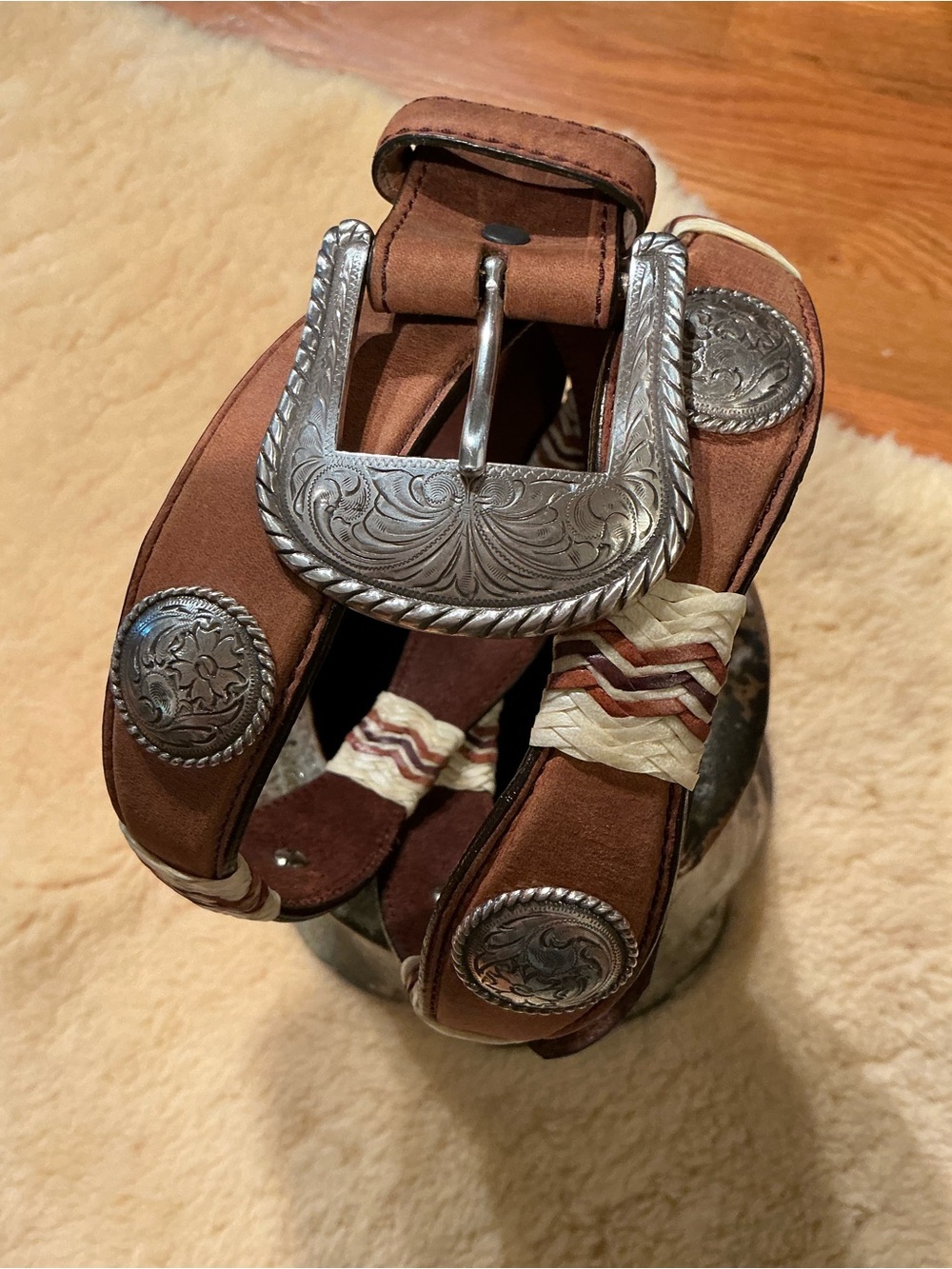 Tony Lama brown leather concho belt